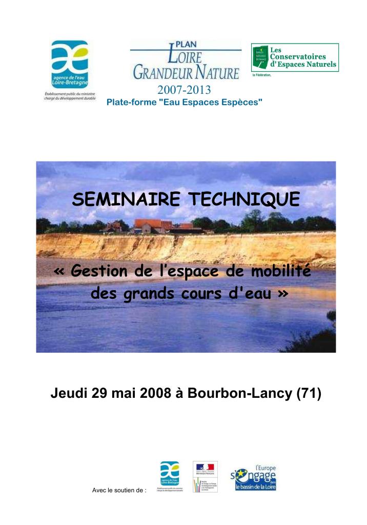 Séminaire : « Gestion de l’espace de mobilité des grands cours d’eau »